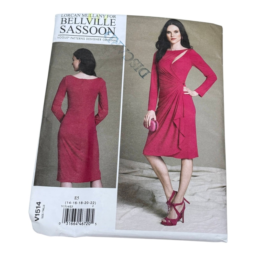 Vogue V1514 Bellville Sassoon Sewing Pattern Size 14 to 22 Wrap Dress New‎ Uncut
